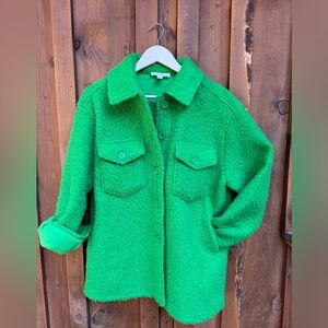 Autres Filles Oversized Jacket Brilliant Green Shacket with Pockets Size M